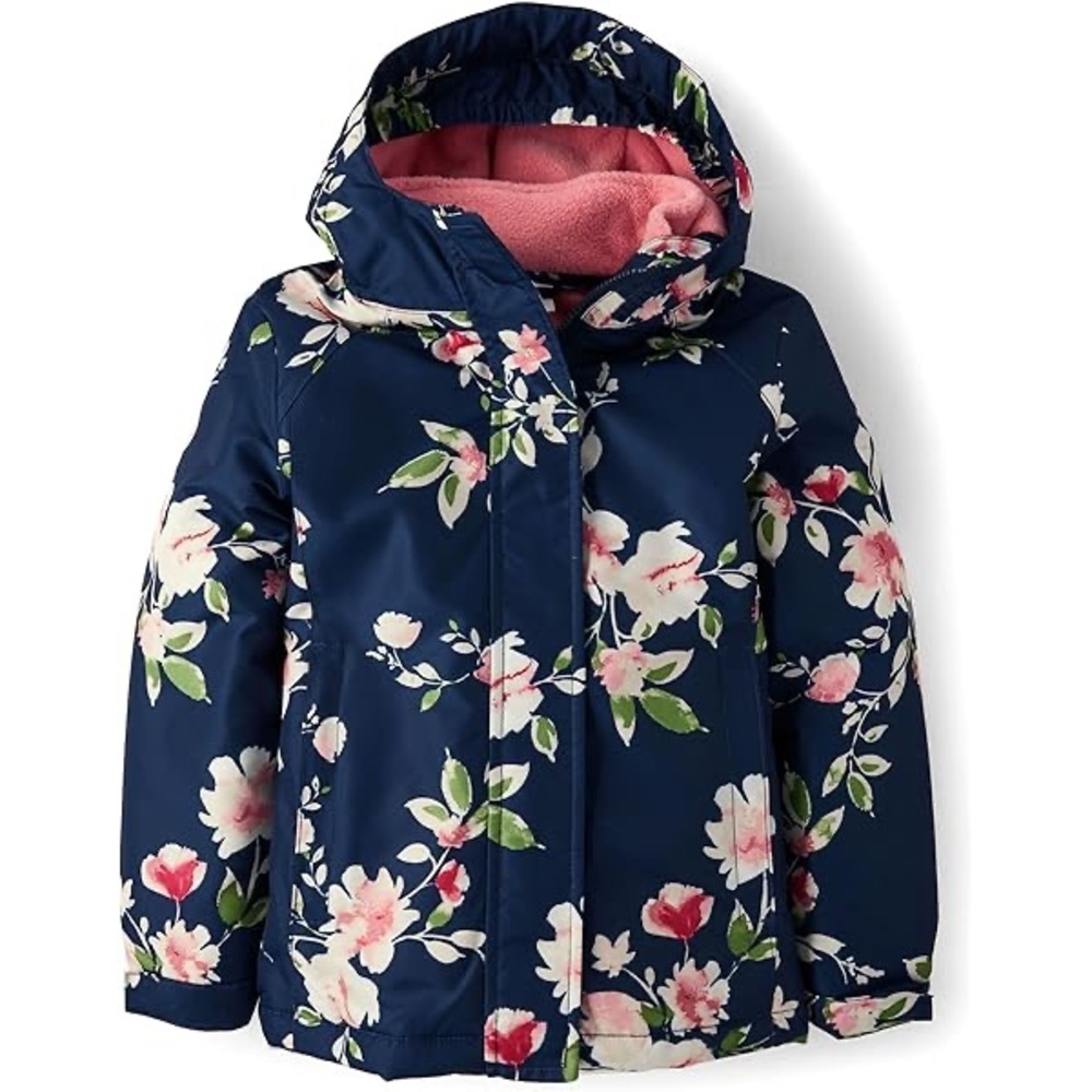 The Children’s Place Navy Floral Water Resistant Winter Coat for Kids